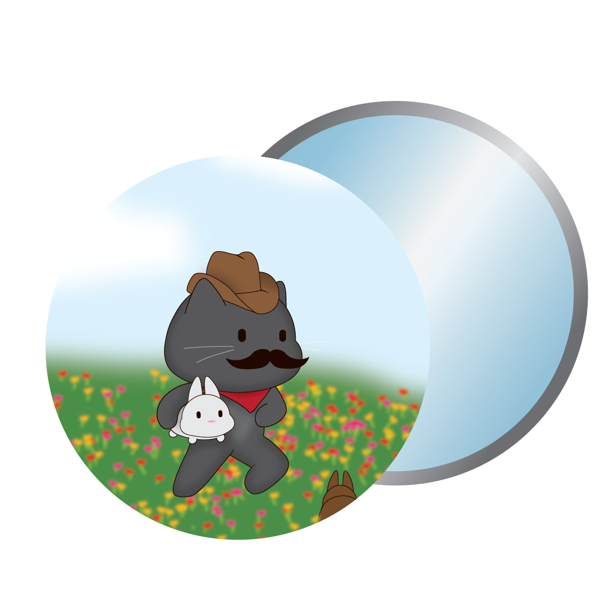 Black Kitty Corral Pocket Mirror